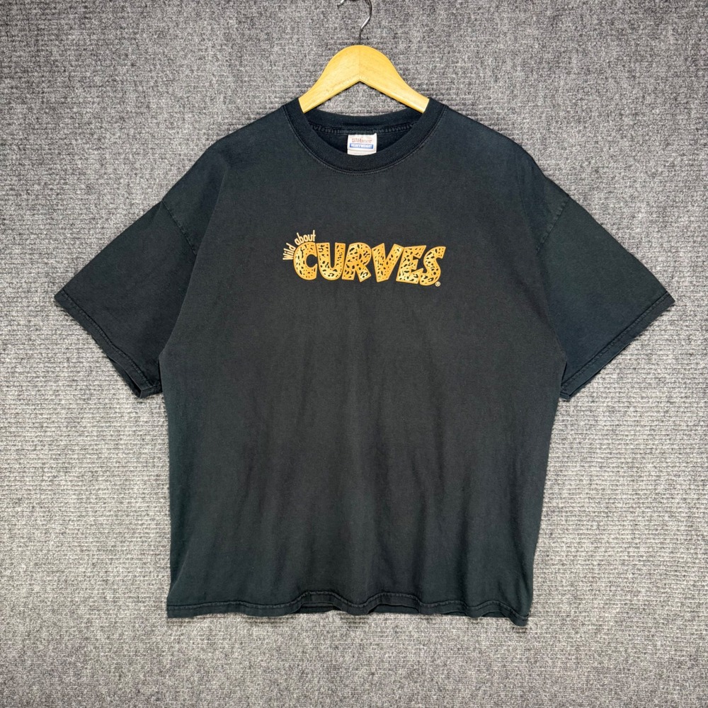 Vintage Hanes Wild About Curves Graphic T-Shirt XL Black Leopard Print Y2K
